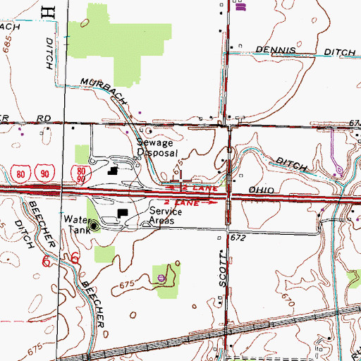 Topographic Map of Murbach Ditch, OH