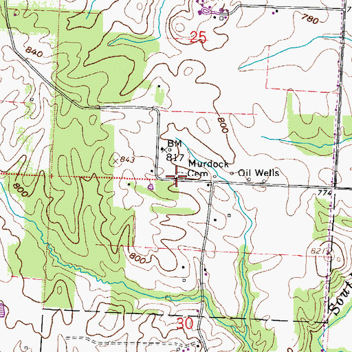 Topographic Map of Murdock Cemetery, OH
