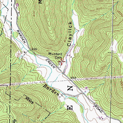Topographic Map of Mustard Cemetery, OH