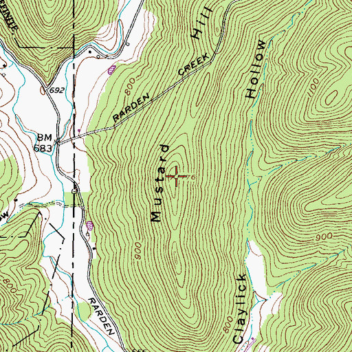 Topographic Map of Mustard Hill, OH