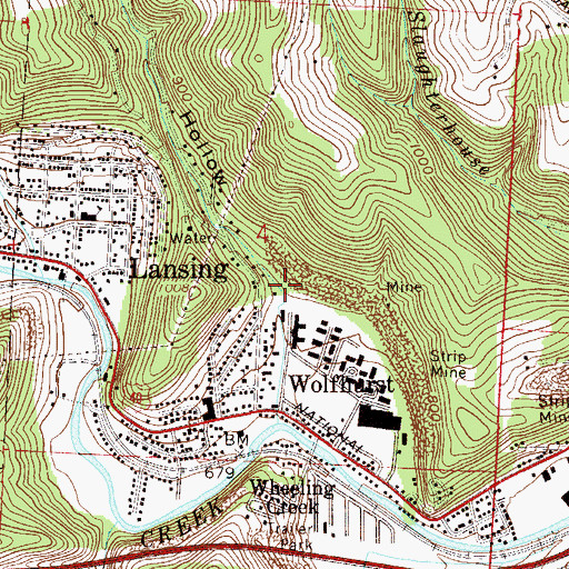 Topographic Map of Mutton Hollow, OH