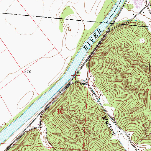 Topographic Map of Mutton Run, OH