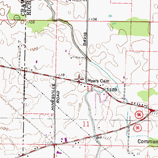 Topographic Map of Myers Cemetery, OH