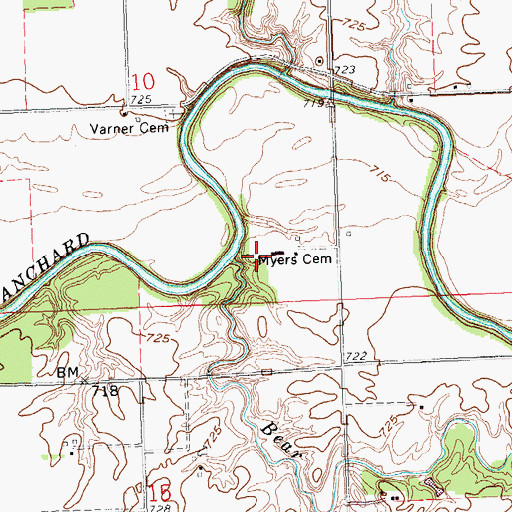 Topographic Map of Myers Cemetery, OH