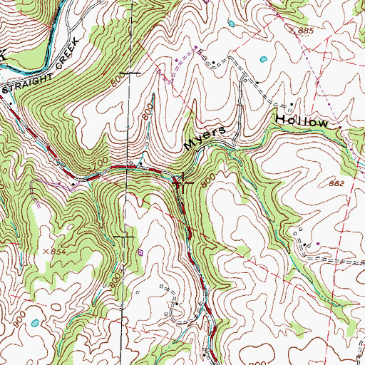 Topographic Map of Myers Hollow, OH