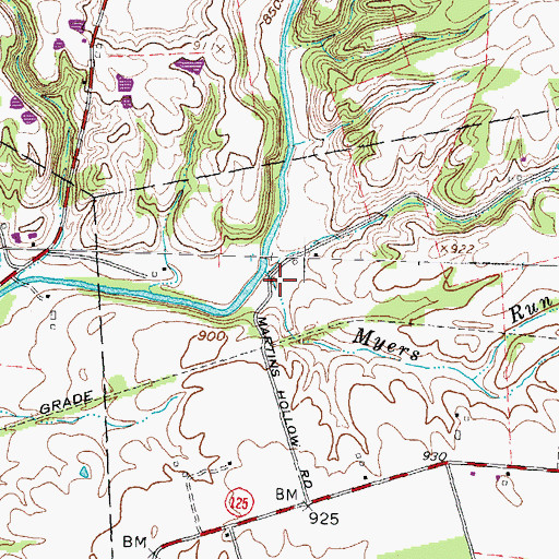 Topographic Map of Myers Run, OH