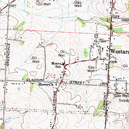 Topographic Map of Myers School, OH