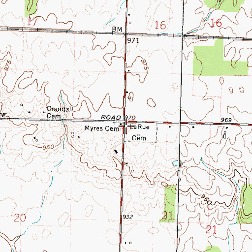 Topographic Map of Myres Cemetery, OH