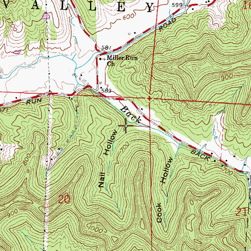 Topographic Map of Nail Hollow, OH