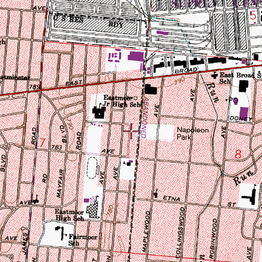 Topographic Map of Napoleon Park, OH