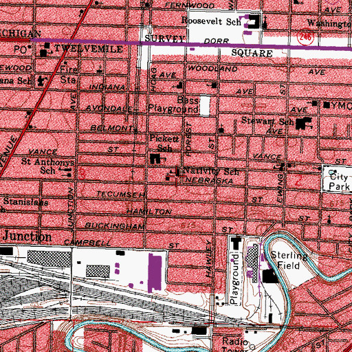 Topographic Map of Nativity School, OH