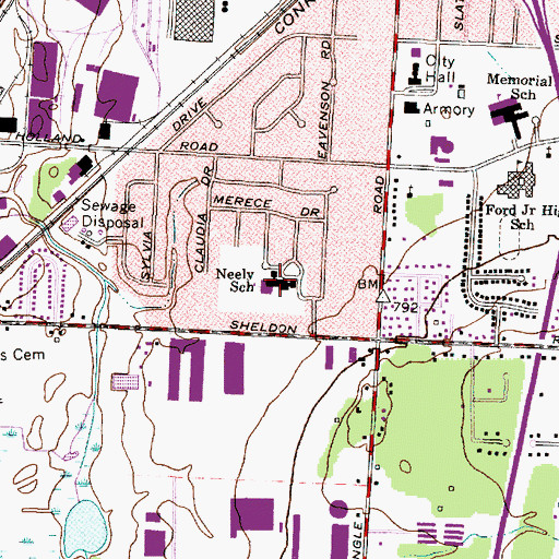 Topographic Map of Neely Elementary School (historical), OH