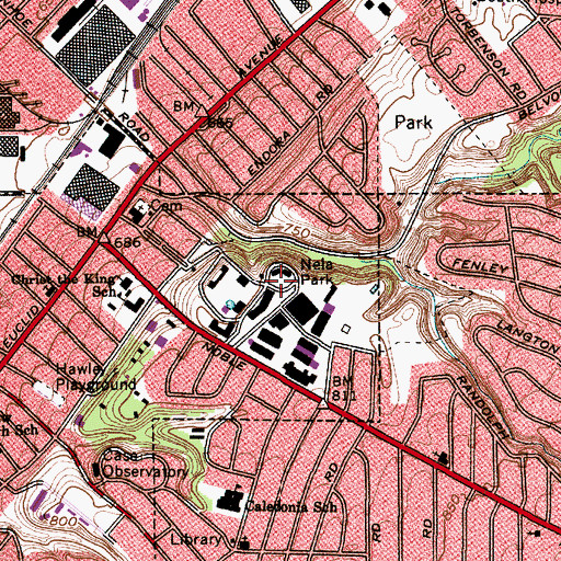 Topographic Map of Nela Park, OH