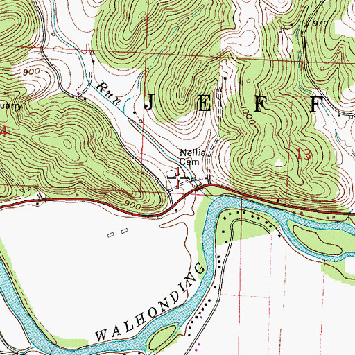 Topographic Map of Nellie Cemetery, OH
