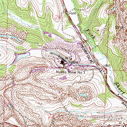 Topographic Map of Nelms Mine Number 1, OH