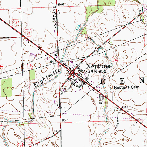 Topographic Map of Neptune, OH