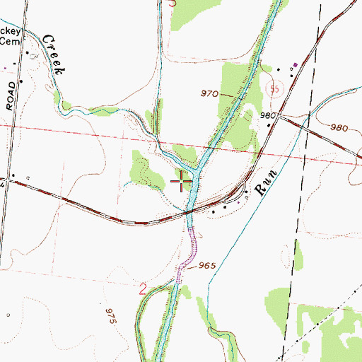 Topographic Map of Nettle Creek, OH
