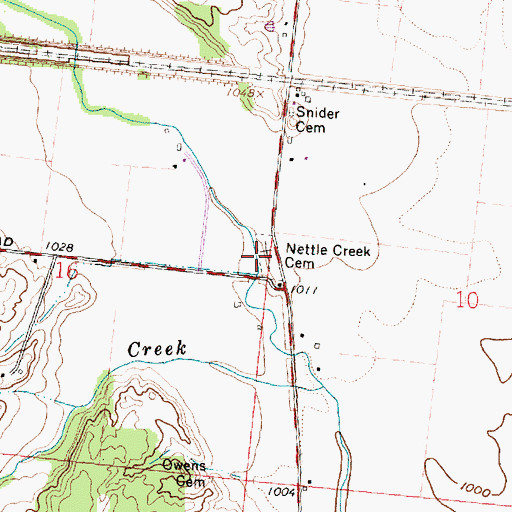 Topographic Map of Nettle Creek Cemetery, OH