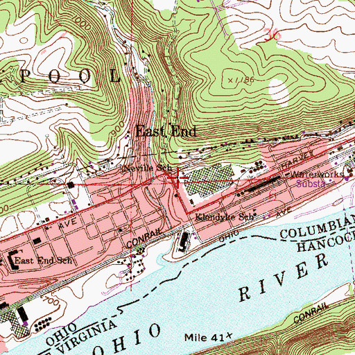 Topographic Map of Neville School, OH