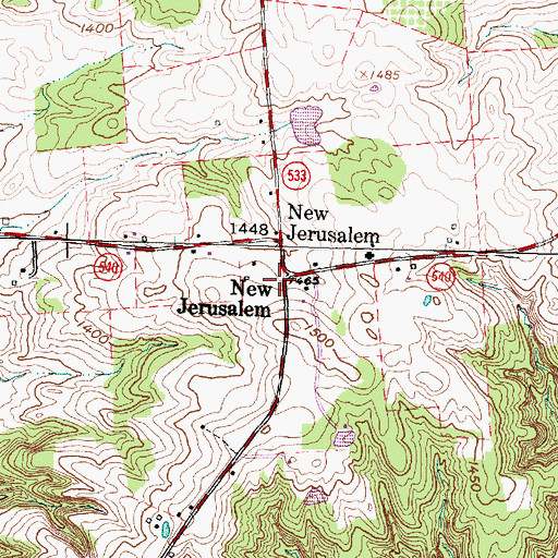 Topographic Map of New Jerusalem, OH