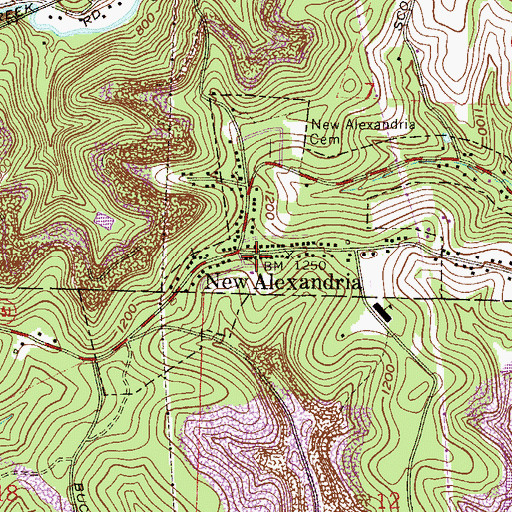 Topographic Map of New Alexandria, OH