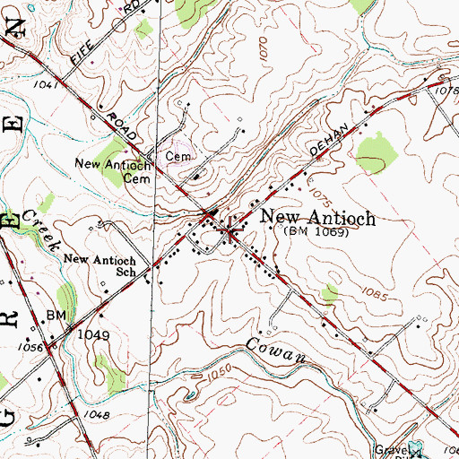 Topographic Map of New Antioch, OH