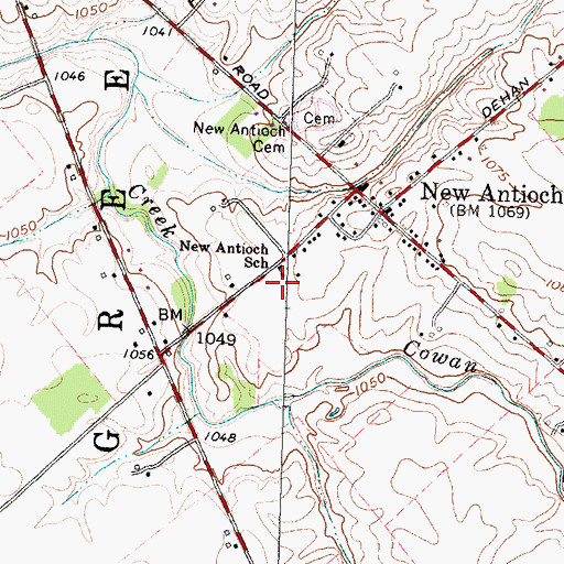 Topographic Map of New Antioch School, OH