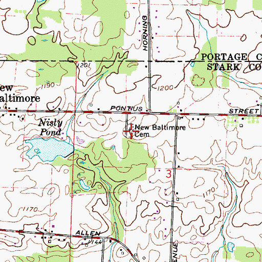 Topographic Map of New Baltimore Cemetery, OH