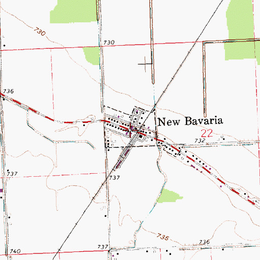 Topographic Map of New Bavaria, OH