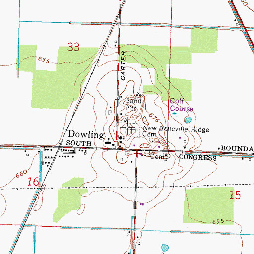 Topographic Map of New Belleville Ridge Cemetery, OH