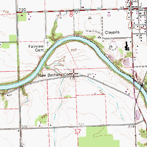Topographic Map of New Bethany Cemetery, OH