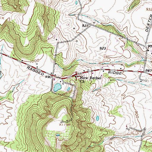 Topographic Map of New Bethel Church, OH