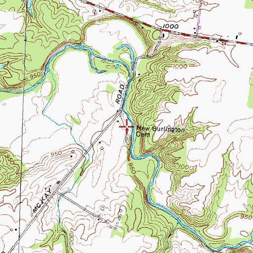 Topographic Map of New Burlington Cemetery, OH