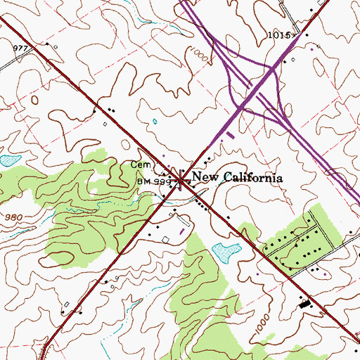 Topographic Map of New California, OH