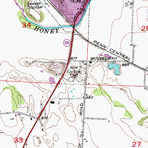 Topographic Map of New Carlisle Cemetery, OH