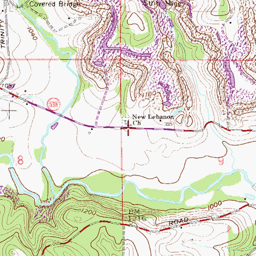 Topographic Map of New Lebanon United Presbyterian Church, OH
