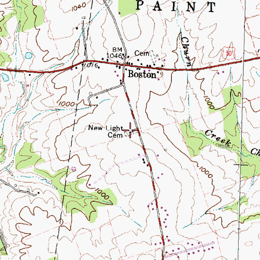 Topographic Map of New Light Cemetery, OH