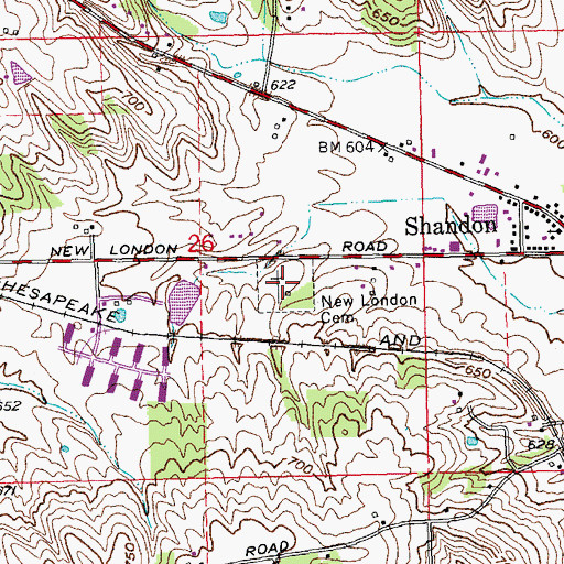 Topographic Map of New London Cemetery, OH