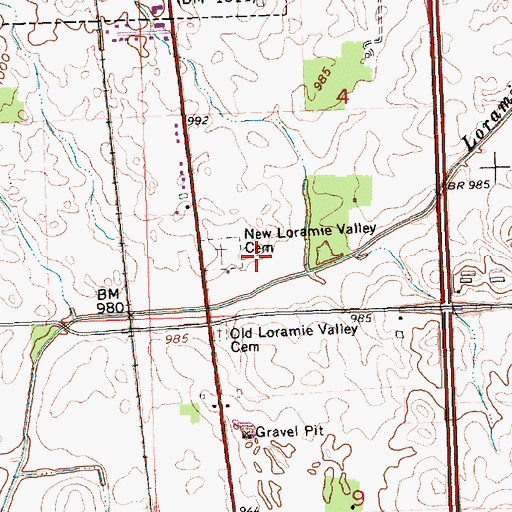 Topographic Map of New Loramie Valley Cemetery, OH