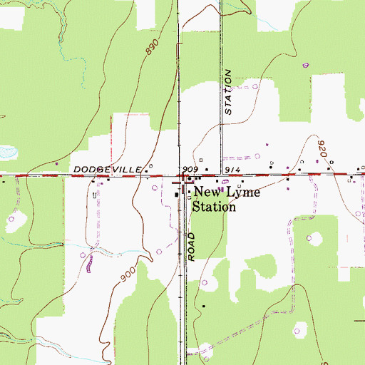 Topographic Map of New Lyme Station, OH