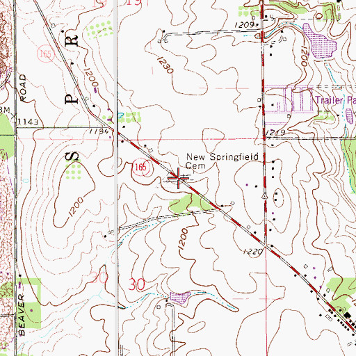 Topographic Map of New Springfield Cemetery, OH