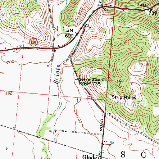 Topographic Map of New Zion Church, OH
