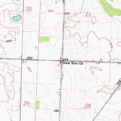 Topographic Map of New Zion Church, OH