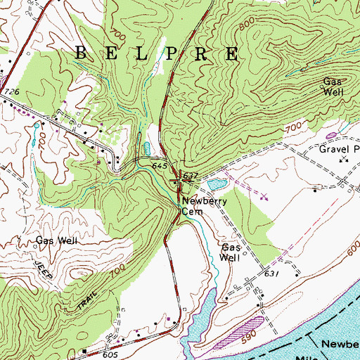 Topographic Map of Newberry Cemetery, OH