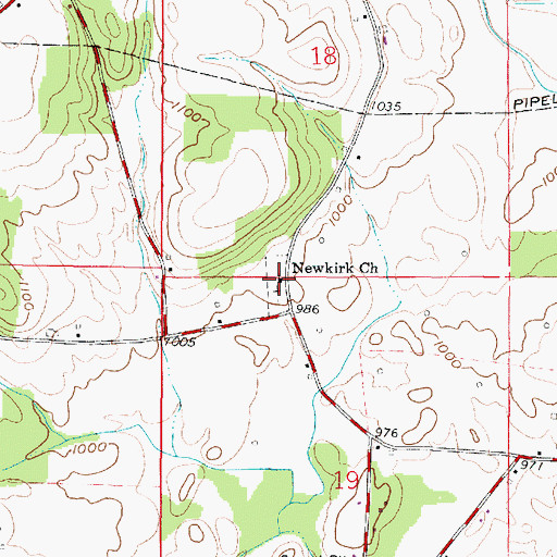 Topographic Map of Newkirk Church, OH
