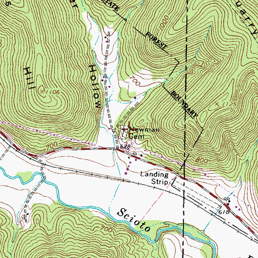 Topographic Map of Newman Cemetery, OH