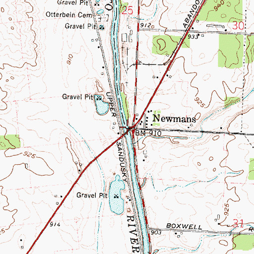 Topographic Map of Newmans, OH