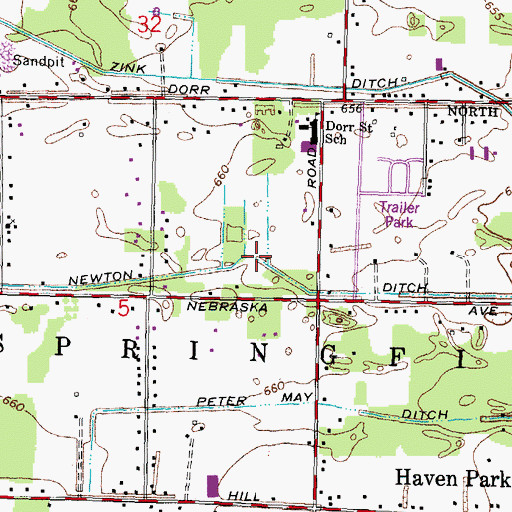 Topographic Map of Newton Ditch, OH