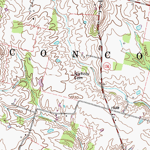 Topographic Map of Nichols Cemetery, OH