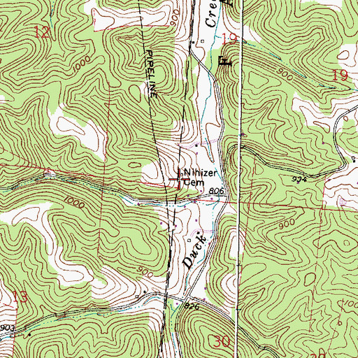 Topographic Map of Nihizer Cemetery, OH